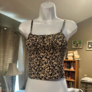 Floral Black and Yellow Women's Tanktop
